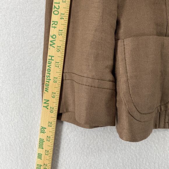 VALENTINO Blazer Womens 44 8 Linen Basketweave Ruffled One Button Brown Italy - Picture 12 of 14
